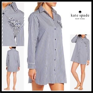 Kate Spade Blue and White Striped Pajama Shirt
